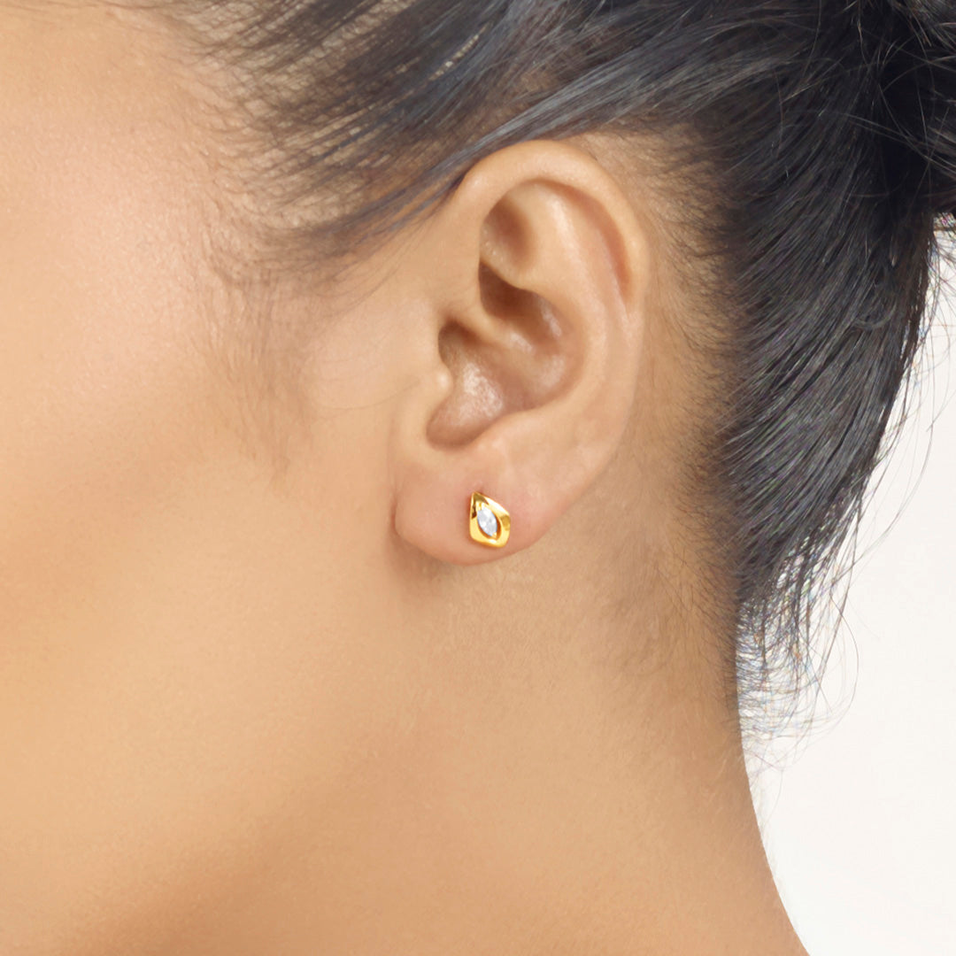 gemcage stud gold earring