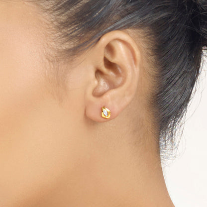 GemCage Stud Gold Earring