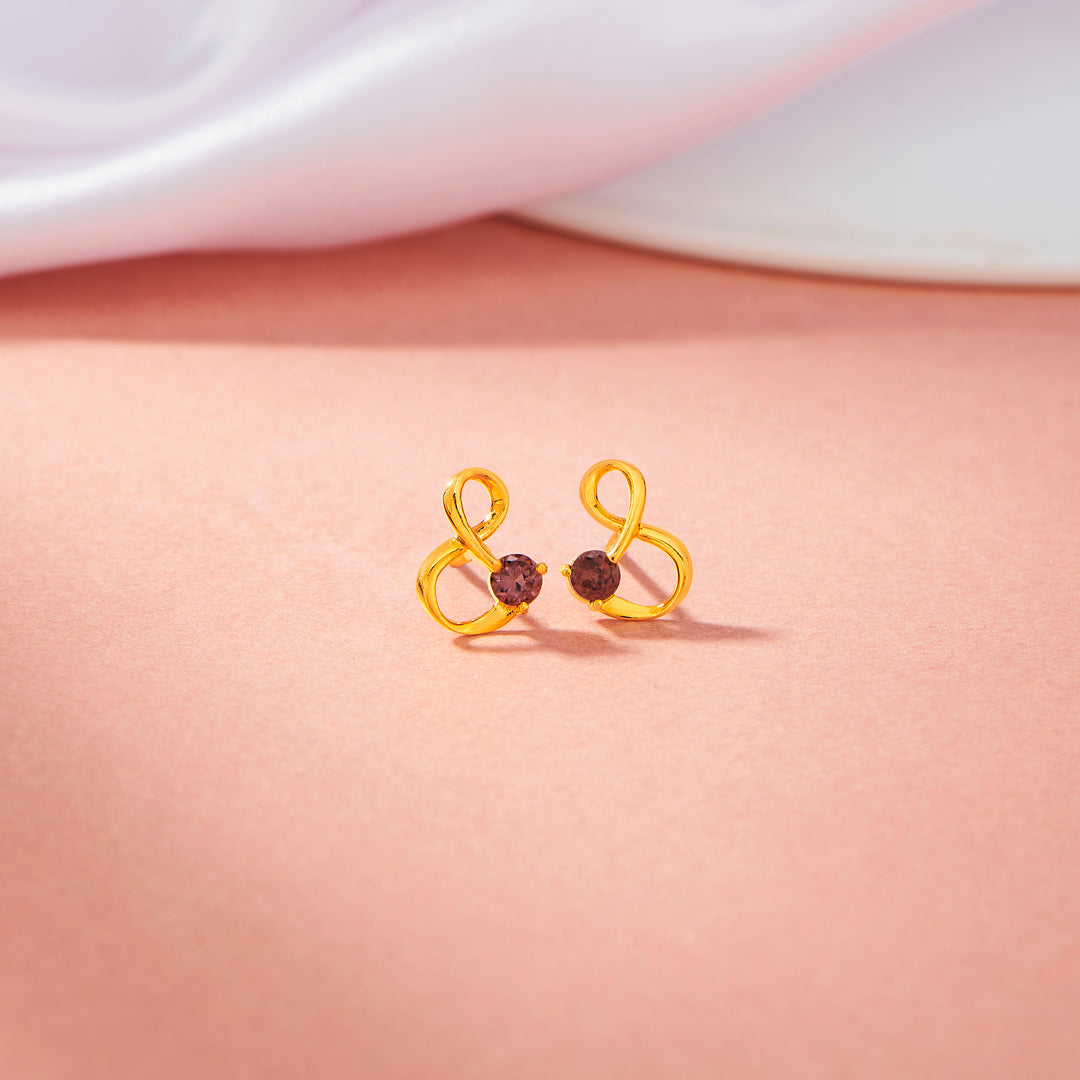 Eternal Garnet Hoop & Huggie Gold Earring