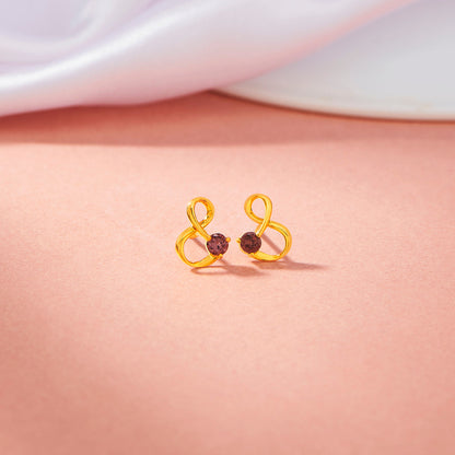 Eternal Garnet Hoop & Huggie Gold Earring