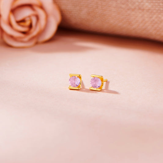 Rose Frame Stud Gold Earring