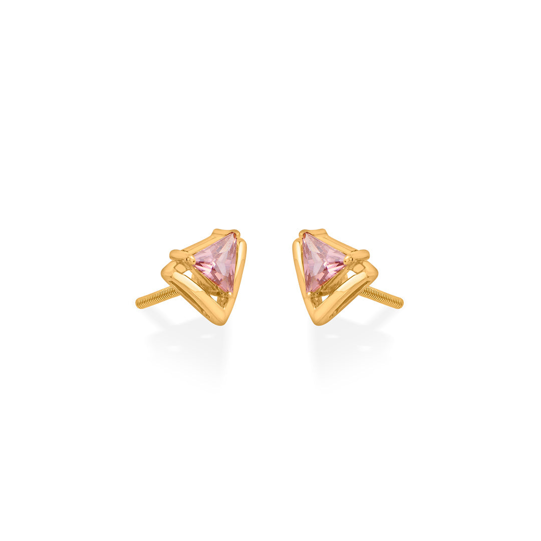blush trigon stud gold earring