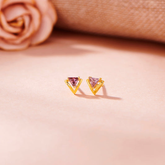Blush Trigon Stud Gold Earring