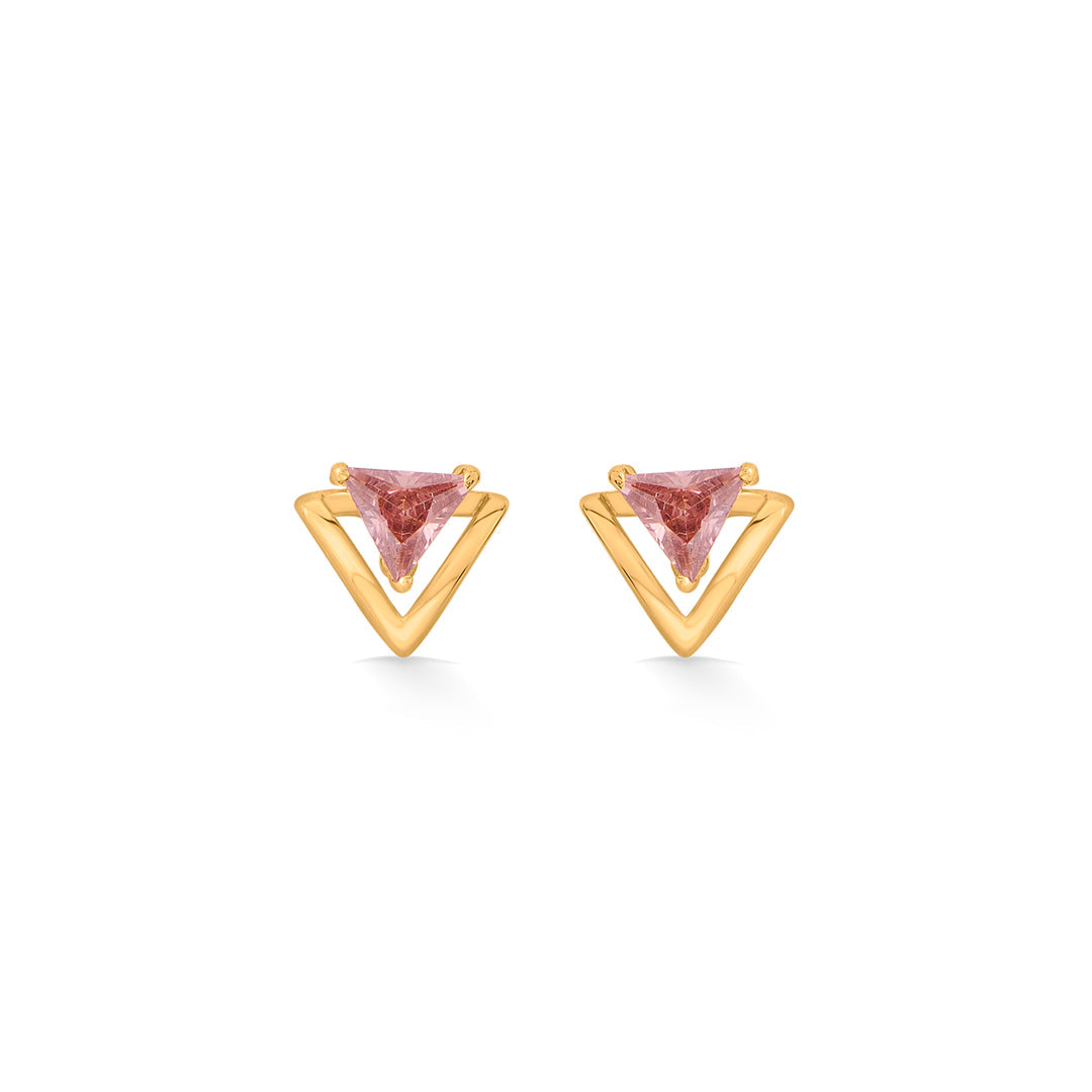 blush trigon stud gold earring