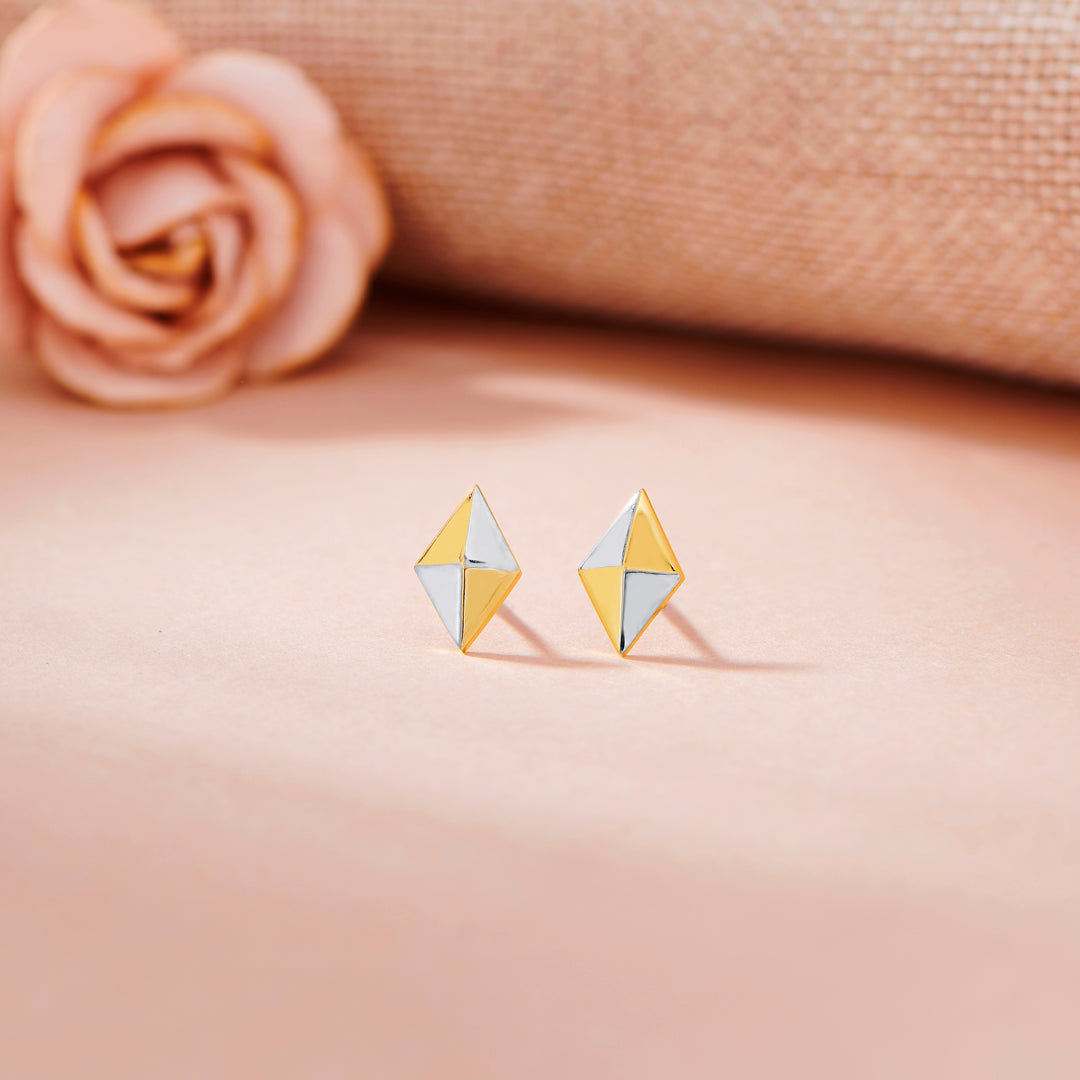 QuadTriangle Vertex Stud Gold Earring