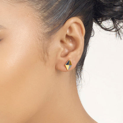 QuadTriangle Vertex Stud Gold Earring