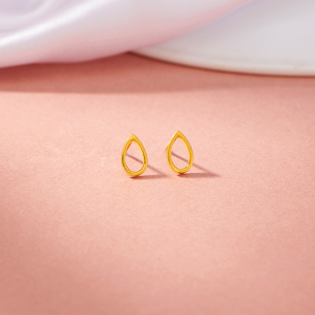 amber veil stud gold earring