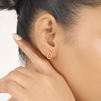 Amber Veil Stud Gold Earring