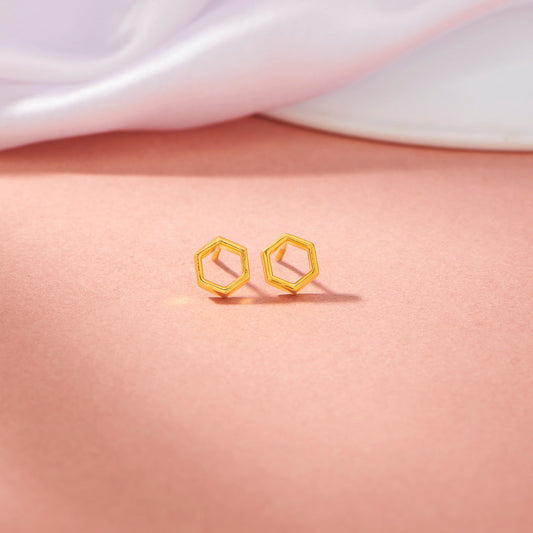 Golden Hive Stud Gold Earring