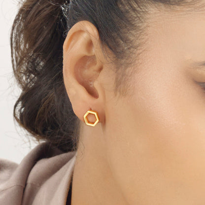 Golden Hive Stud Gold Earring