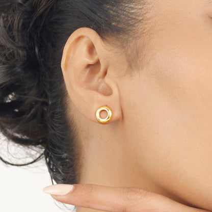 Mist Halo Stud Gold Earring