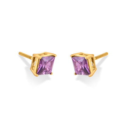 Plum Radiance Stud Gold Earring