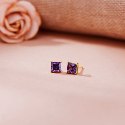 Plum Radiance Stud Gold Earring