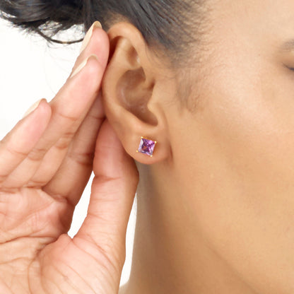 Plum Radiance Stud Gold Earring