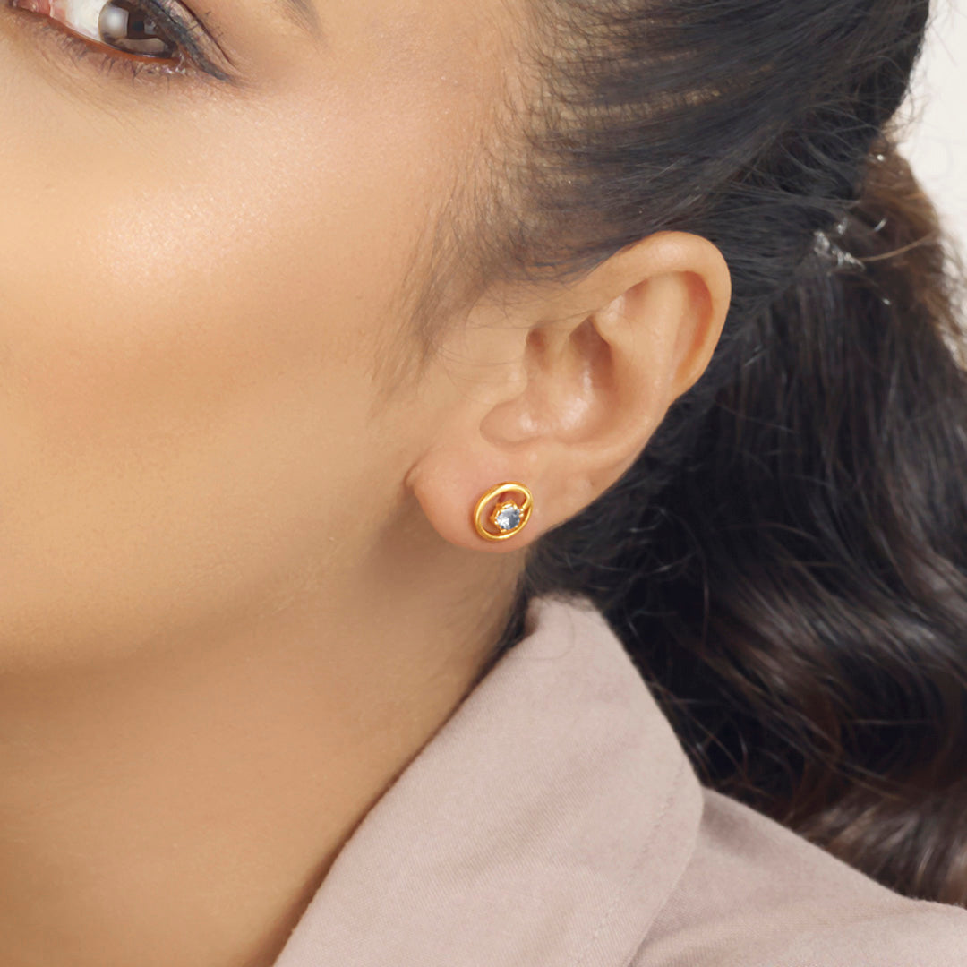 lilac orbit stud gold earring