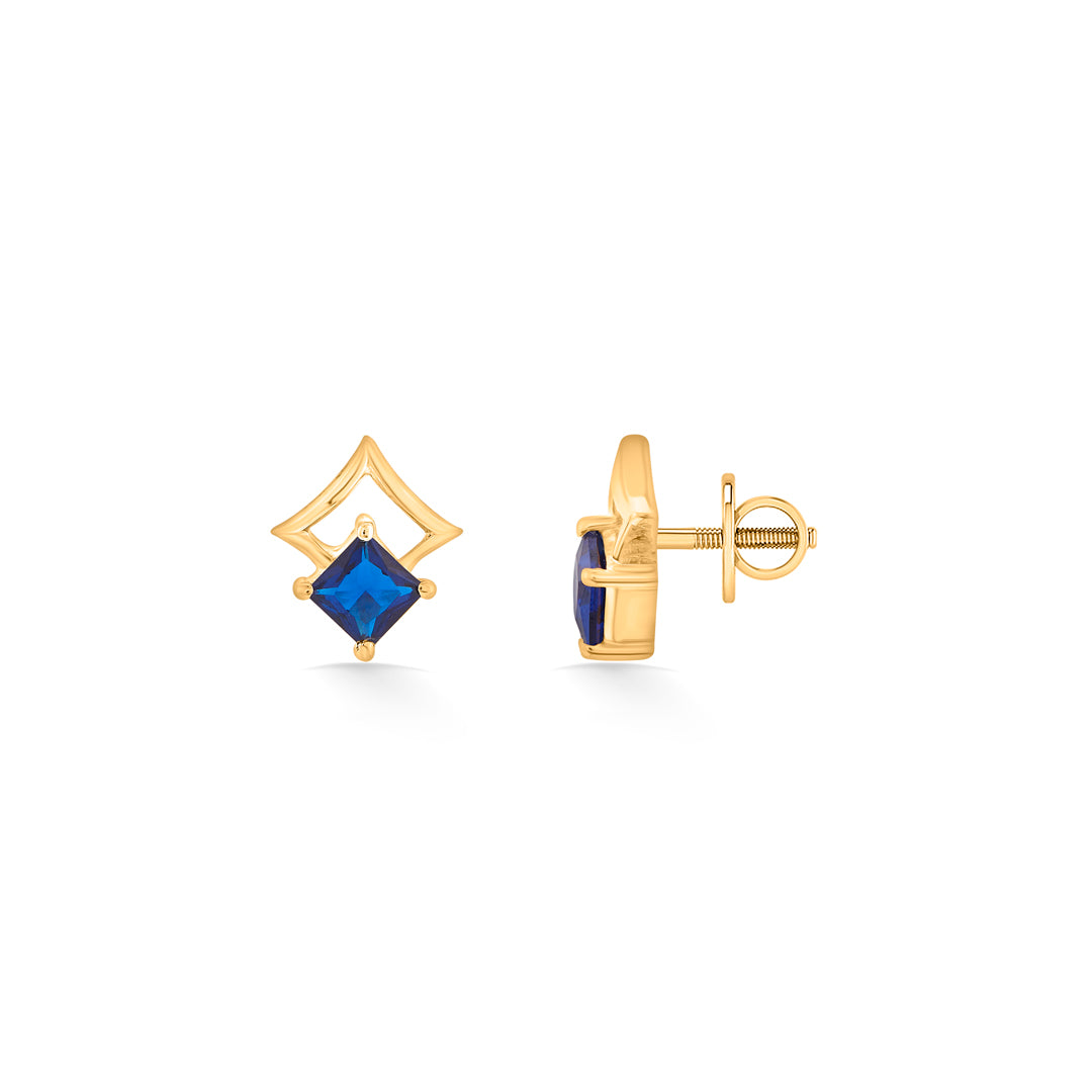 indigo nest stud gold earring