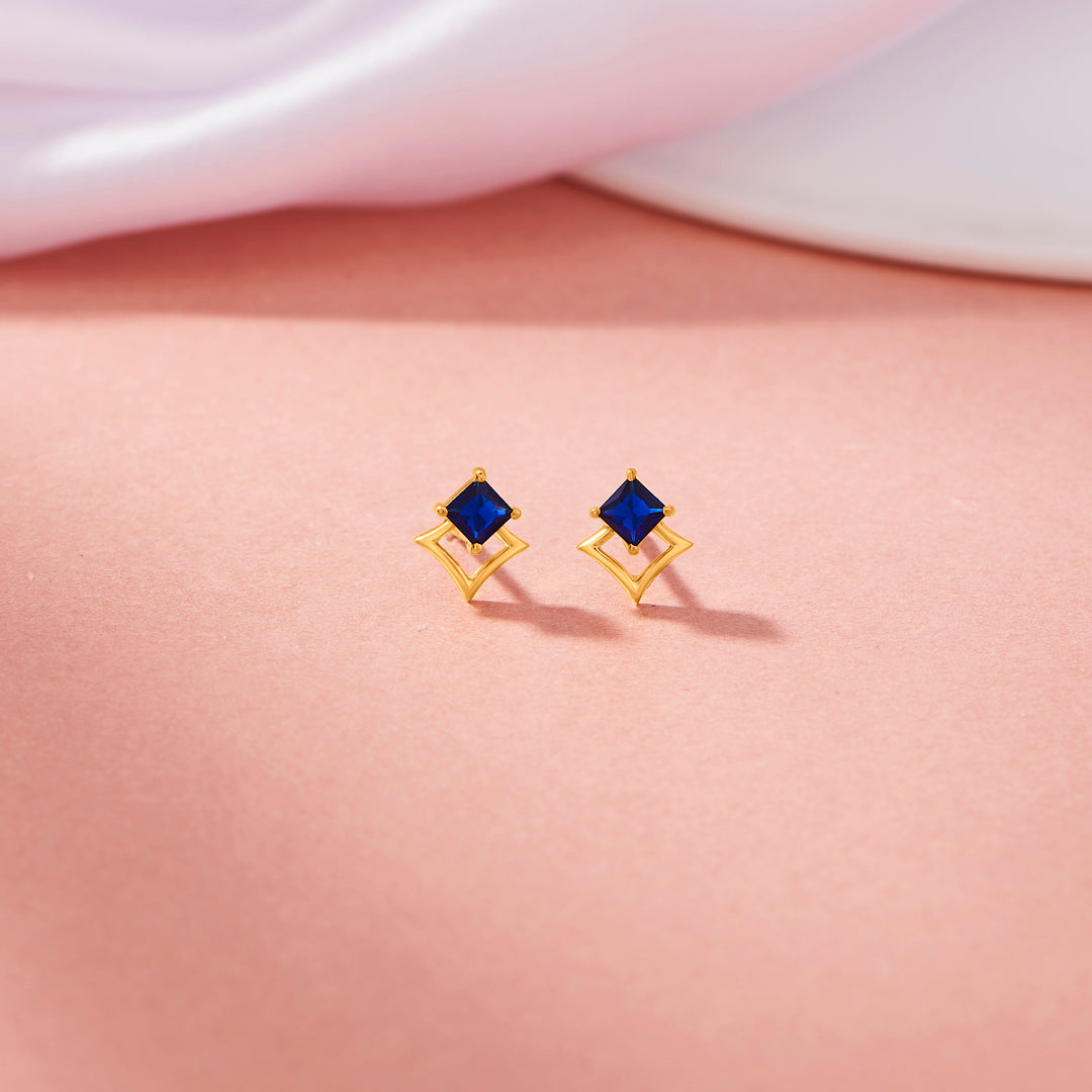 indigo nest stud gold earring