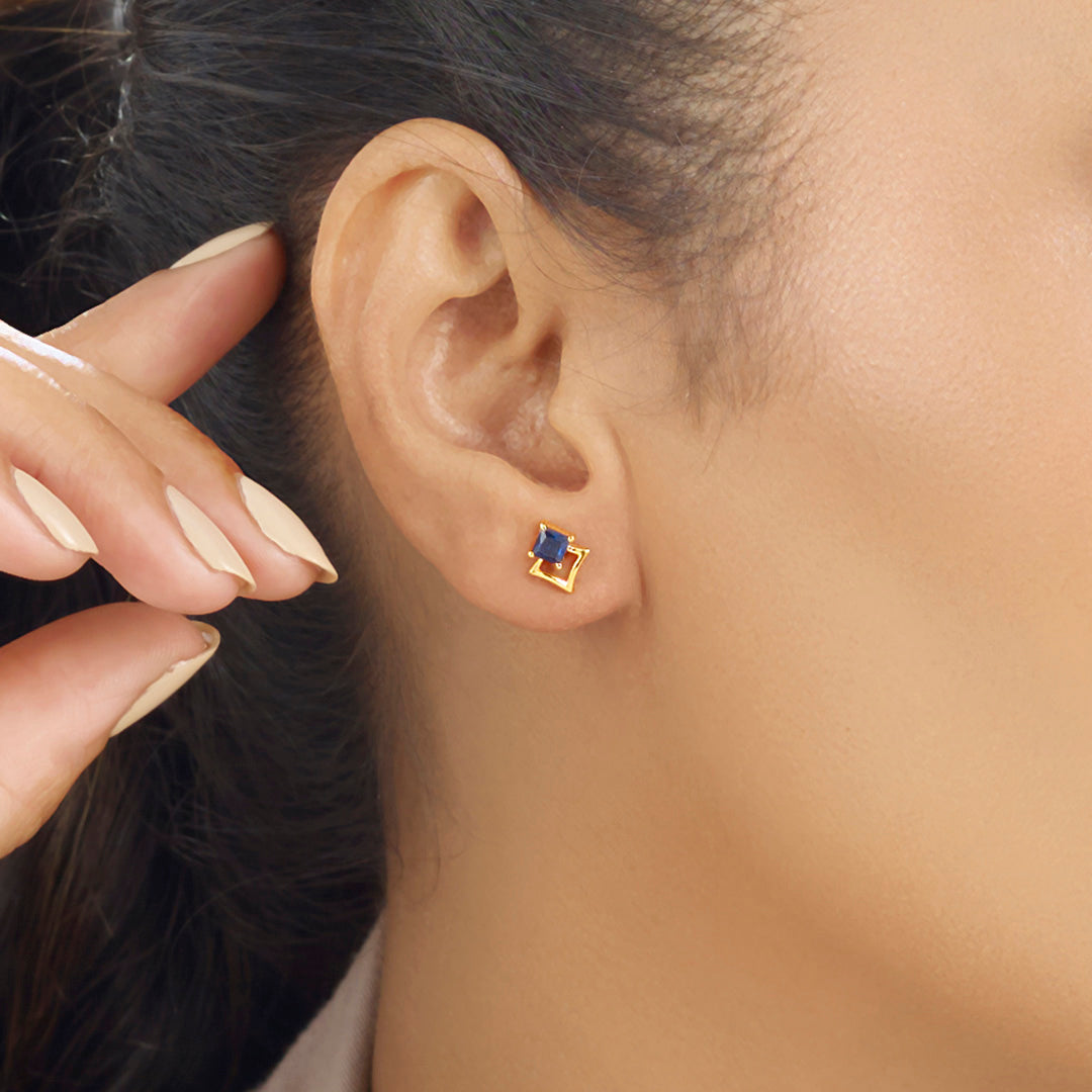 indigo nest stud gold earring