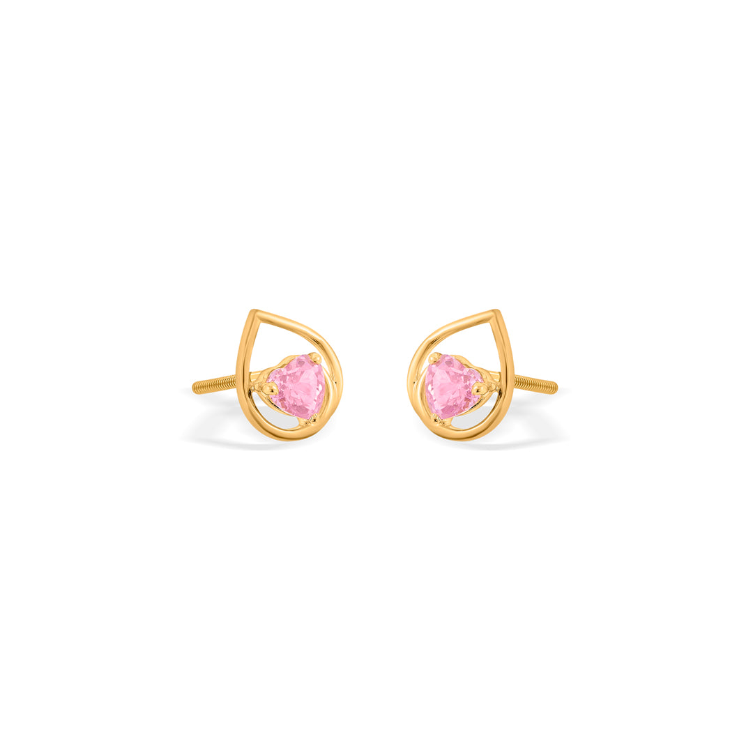 pink willow stud gold earring
