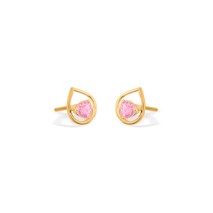 Pink Willow Stud Gold Earring