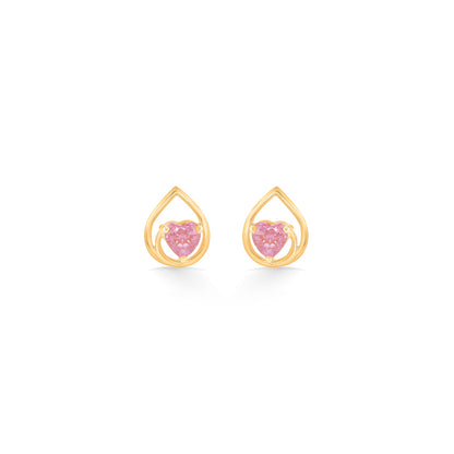 Pink Willow Stud Gold Earring