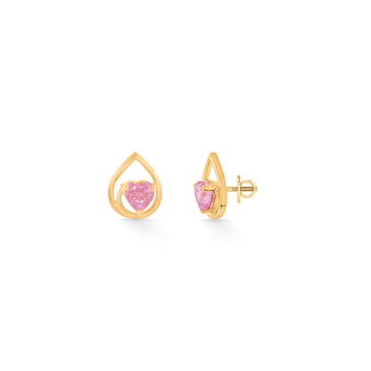 Pink Willow Stud Gold Earring