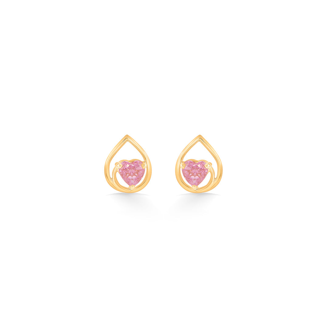 pink willow stud gold earring