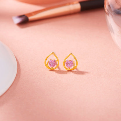 Pink Willow Stud Gold Earring
