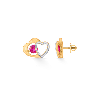 Rosy Hearts Stud Gold Earring