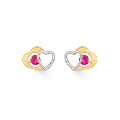 Rosy Hearts Stud Gold Earring
