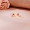 Rosy Hearts Stud Gold Earring
