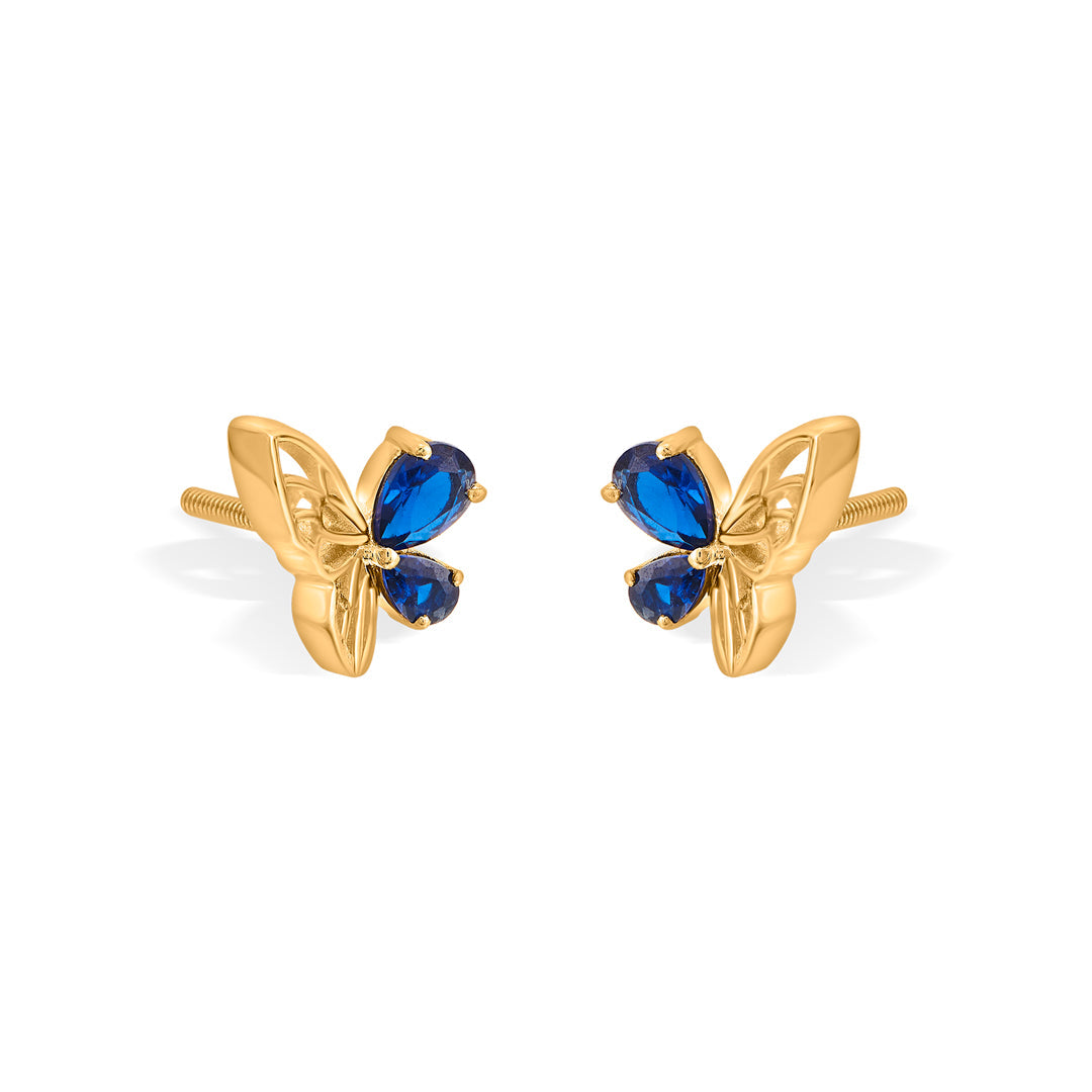 sapphire wing stud gold earring