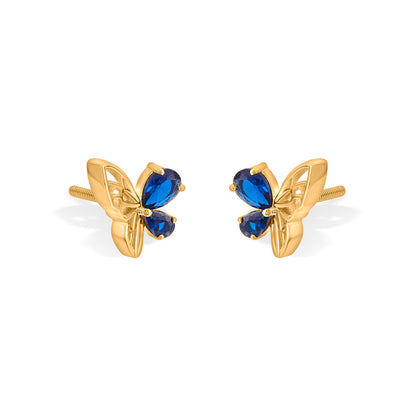 Sapphire Wing Stud Gold Earring