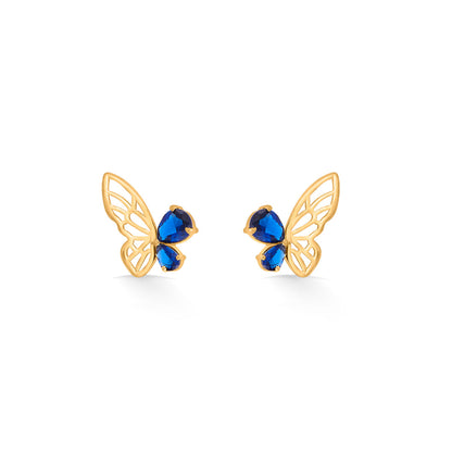 Sapphire Wing Stud Gold Earring
