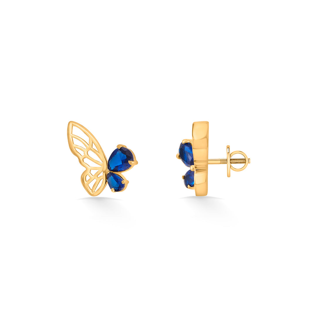 sapphire wing stud gold earring