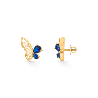 Sapphire Wing Stud Gold Earring