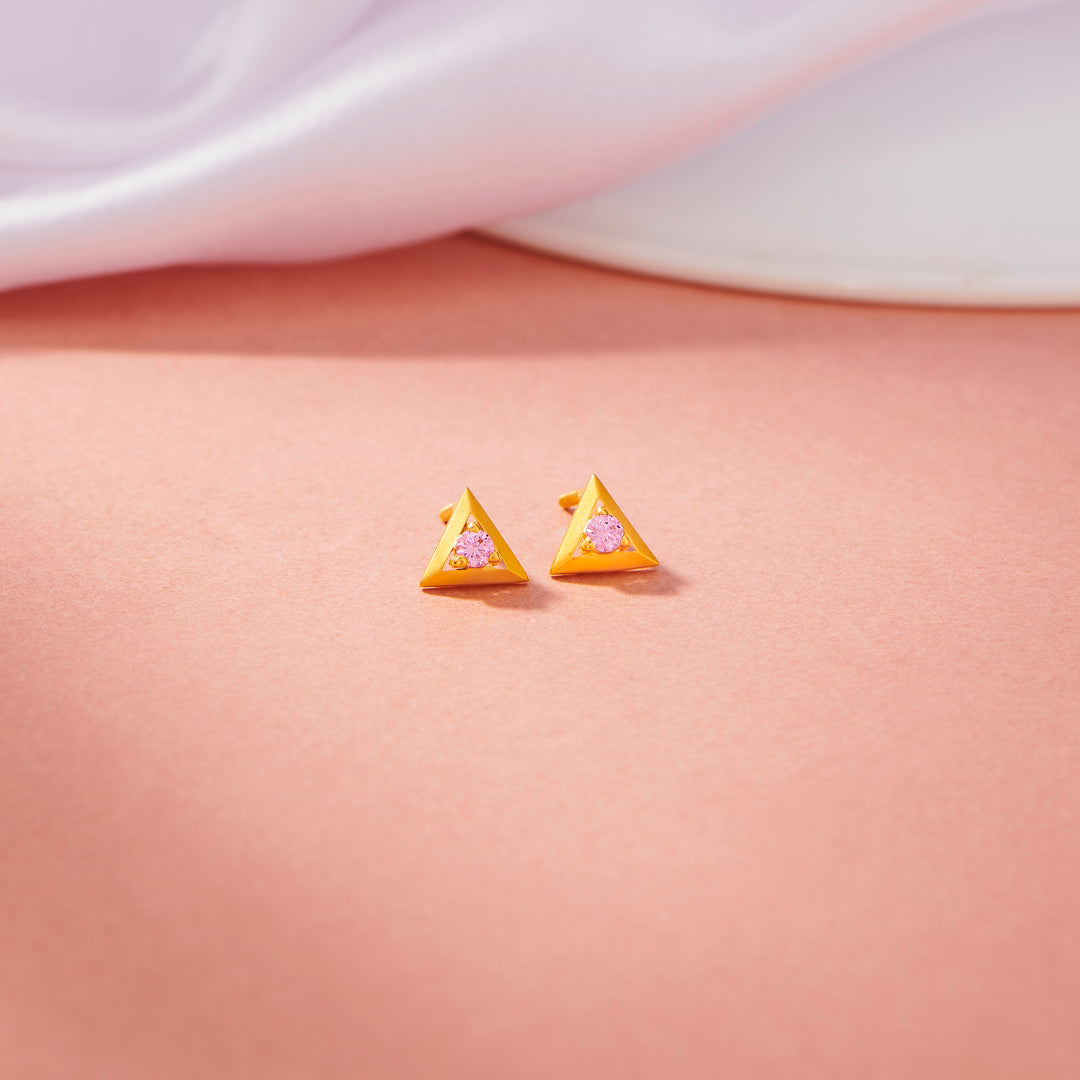 Trigon Beam Stud Gold Earring