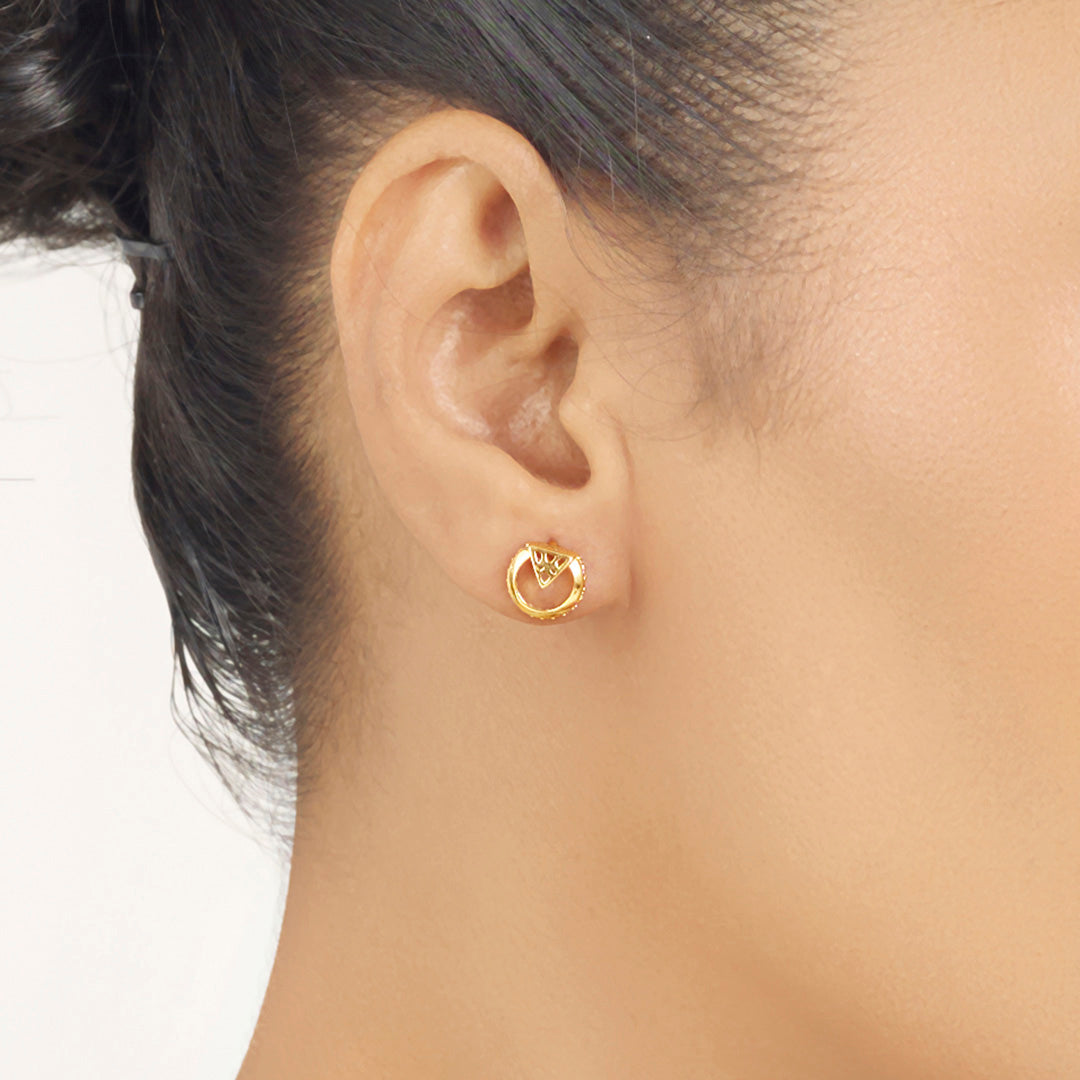 Cosmic Glow Stud Gold Earring