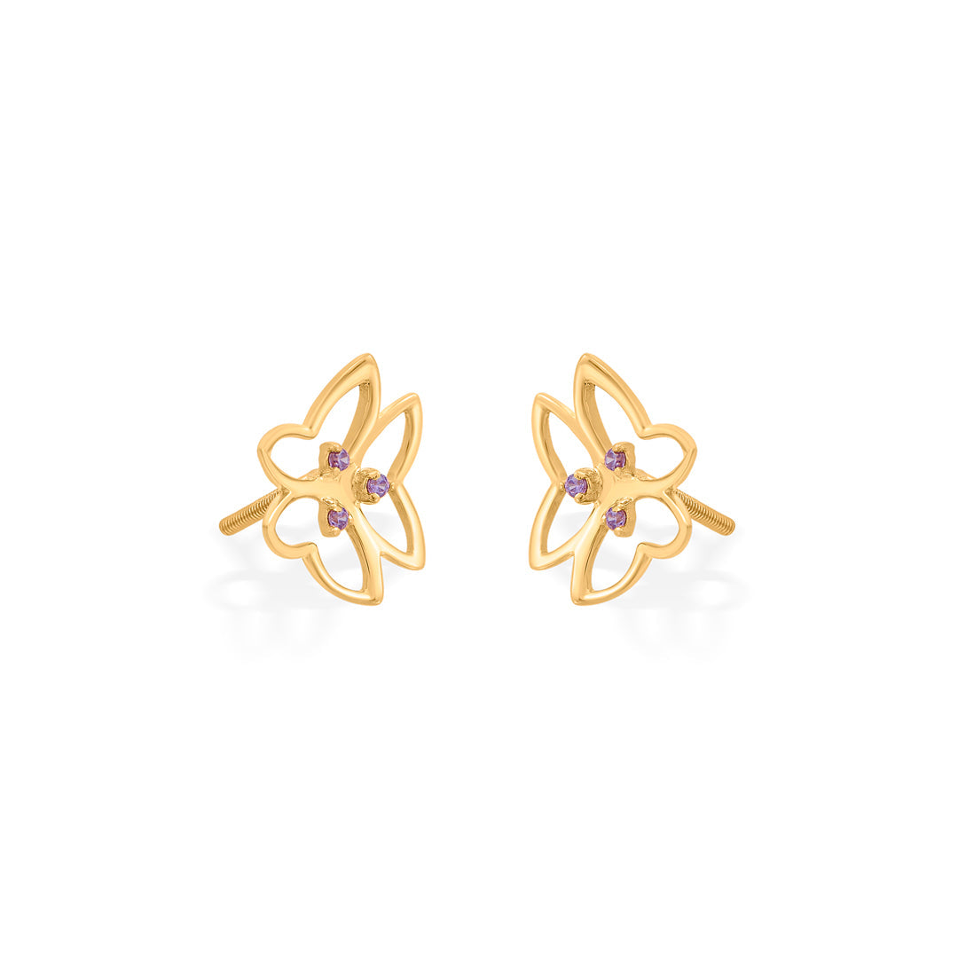 moonlit flutter stud gold earring