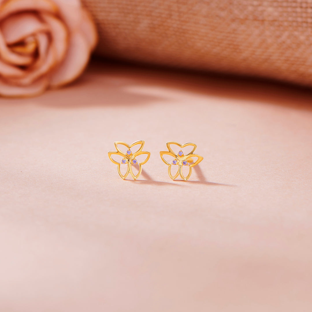 moonlit flutter stud gold earring