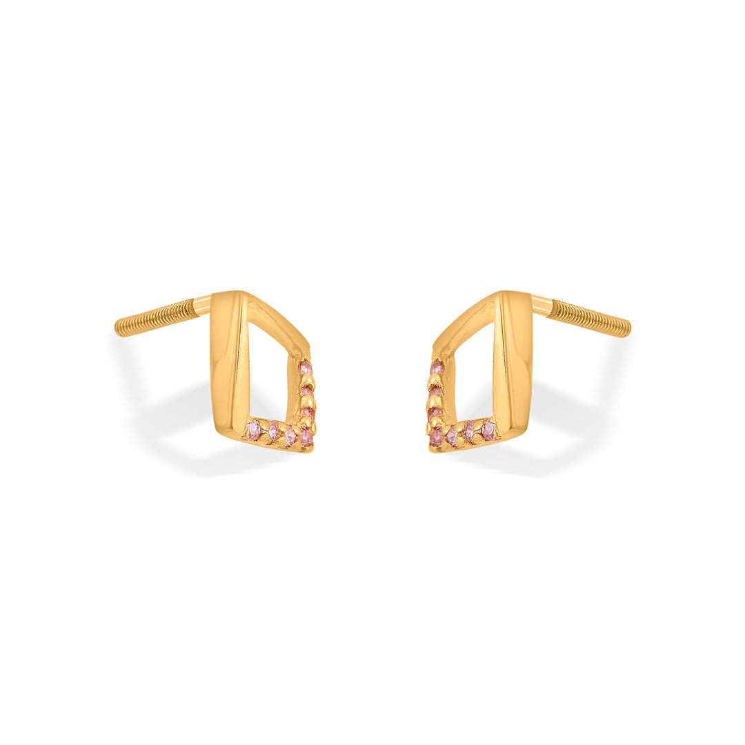 halo rhombus stud gold earring