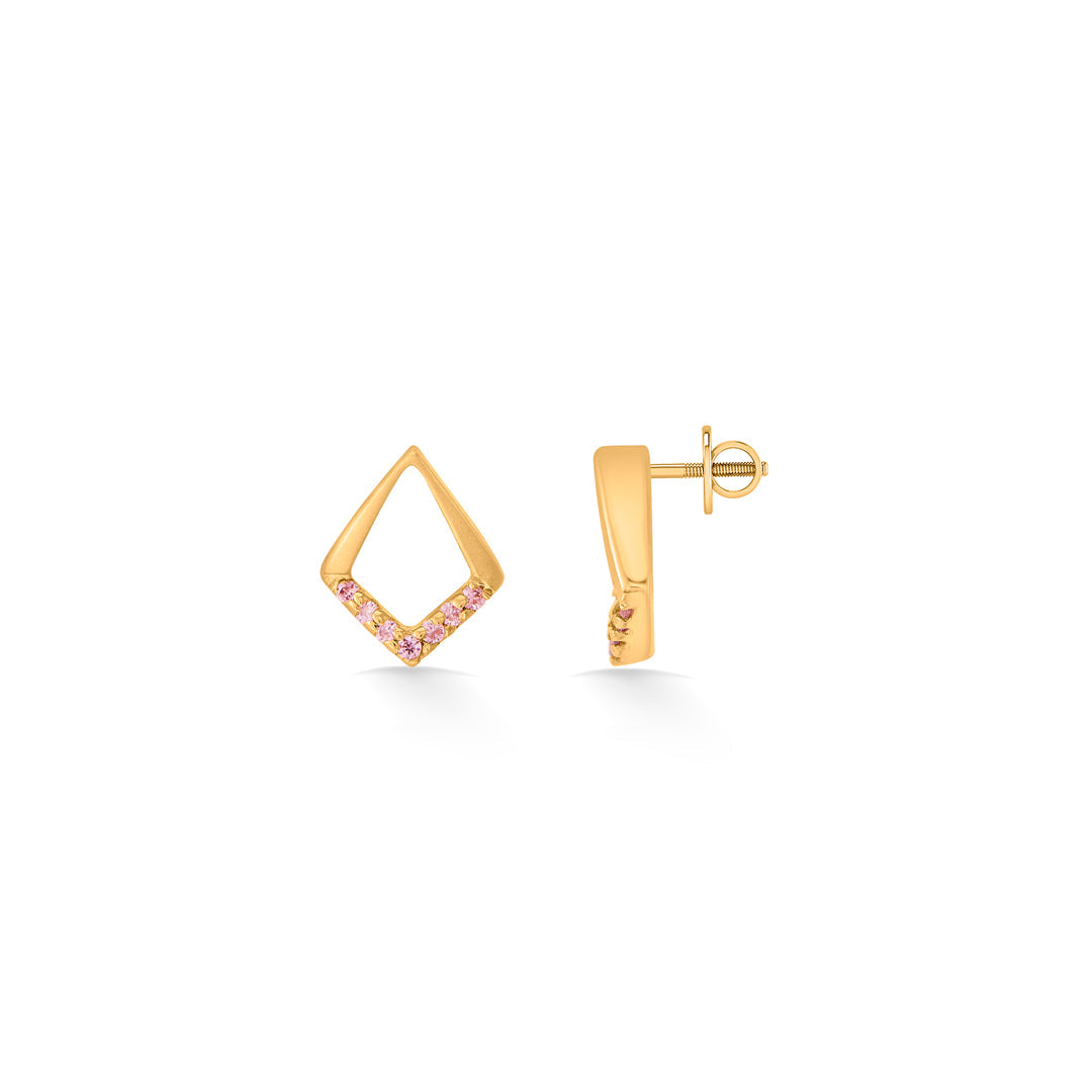 halo rhombus stud gold earring