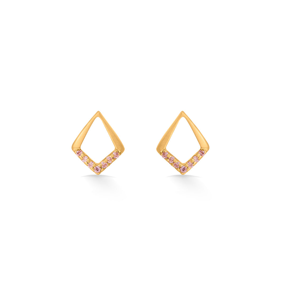 halo rhombus stud gold earring