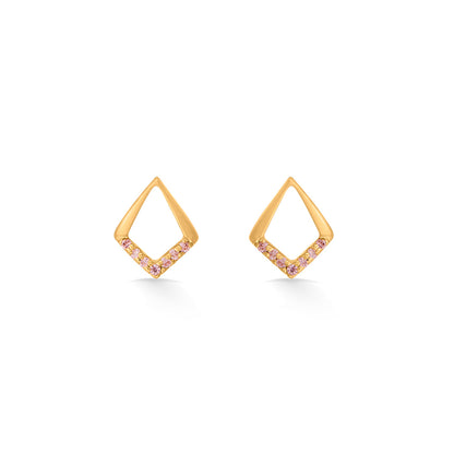Halo Rhombus Stud Gold Earring