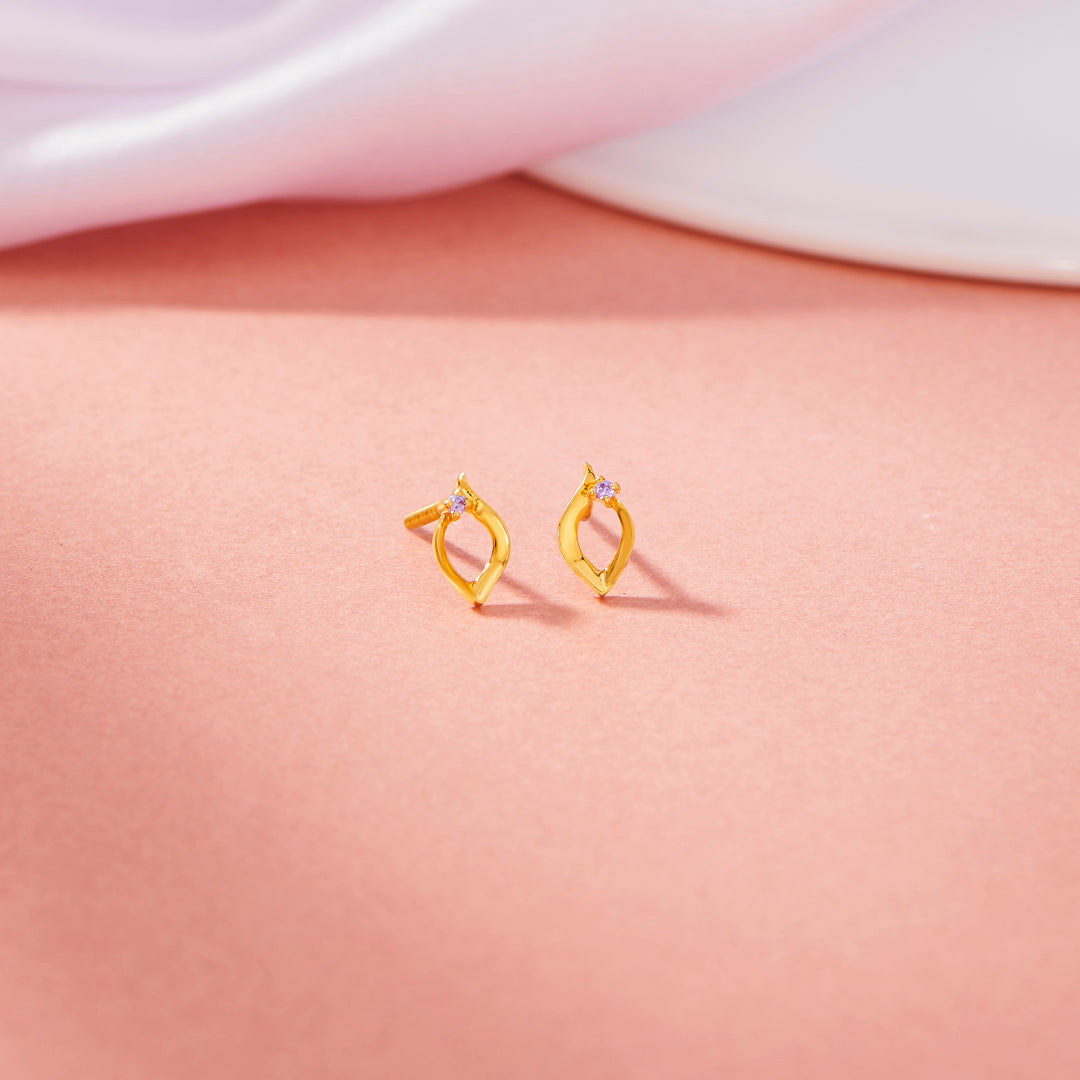 Flora Glint Stud Gold Earring