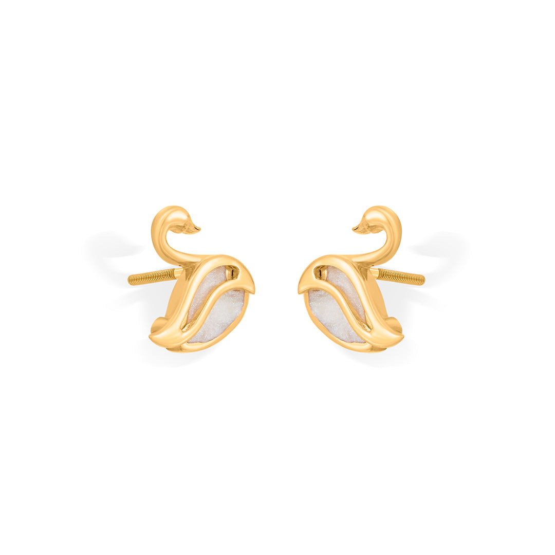 moon swan stud gold earring