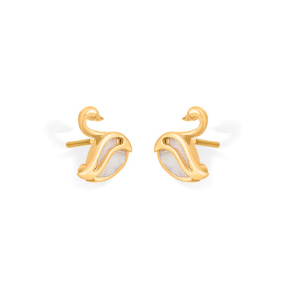 Moon Swan Stud Gold Earring