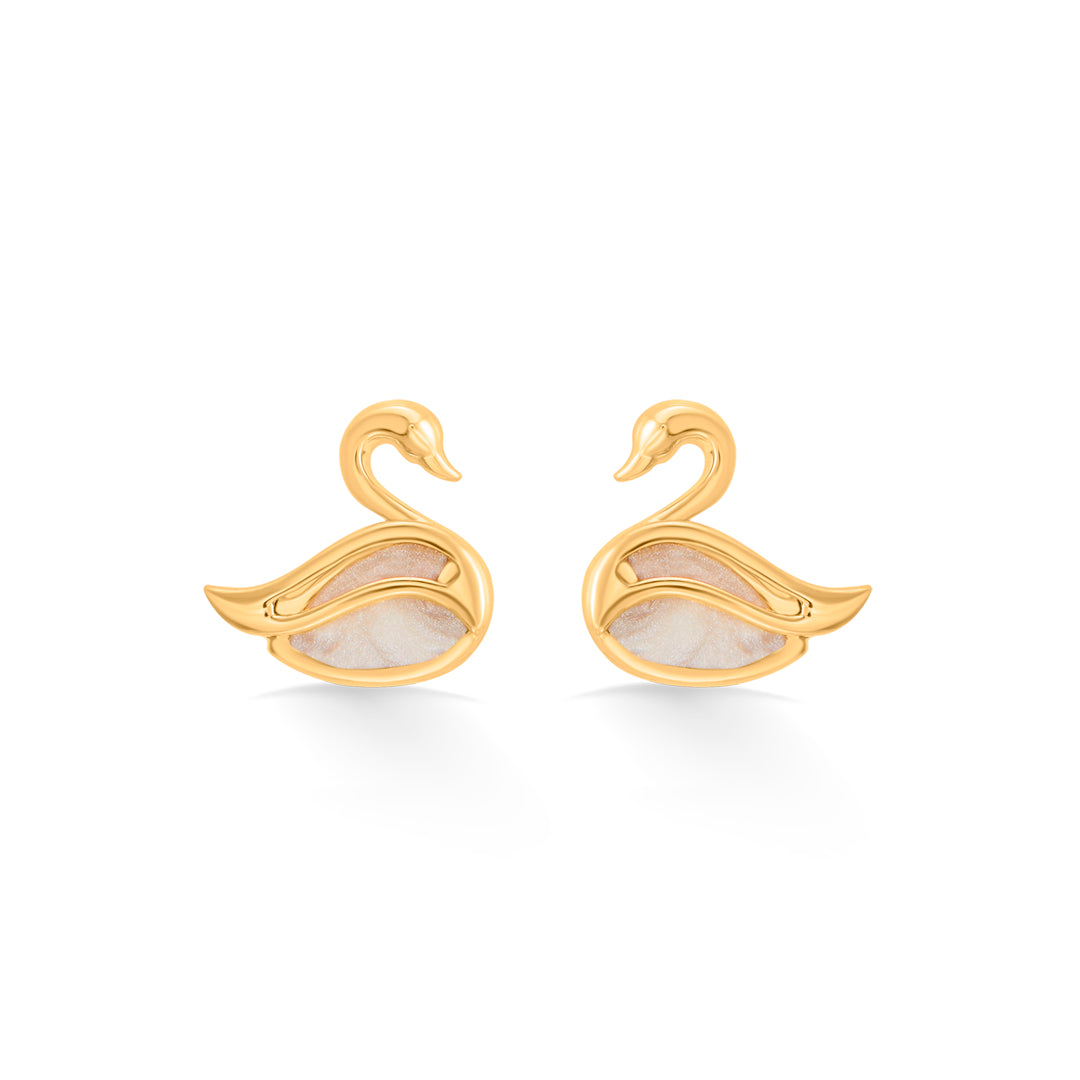 moon swan stud gold earring