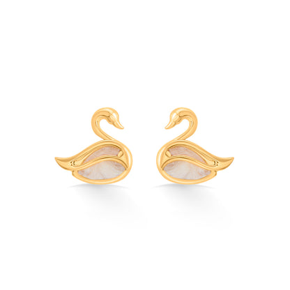 Moon Swan Stud Gold Earring