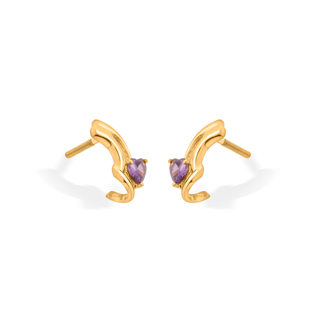 purple desire hoop & huggie gold earring